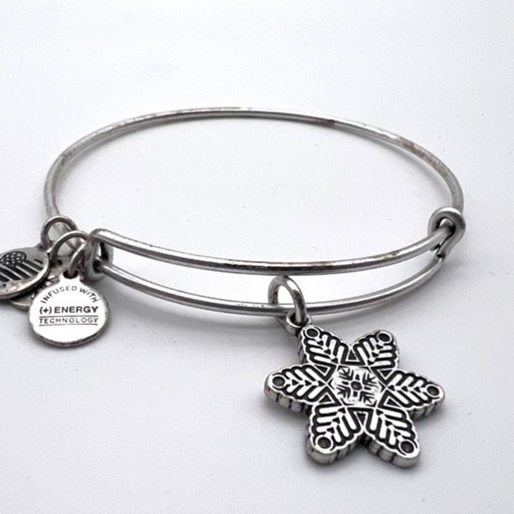 Alex and Ani Women's Star Flower EWB Bangle Bracelet Rafaelian Silver Expandable